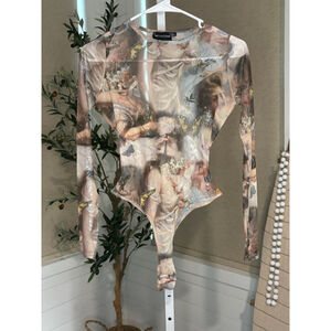 Women's PrettyLittleThing Sheer Bodysuit, Renaissance, Thong, US 4